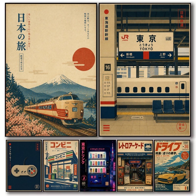 Japanese Lifestyle Game - لوحة قماشية فنية جدارية بتصميم عتيق