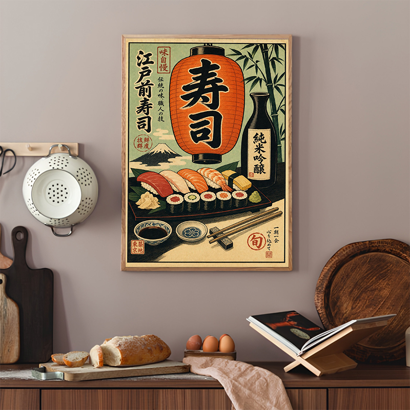 ملصق السوشي الياباني، لوحات مط - مراجعة Japanese Minimalist Lifestyle وسعره